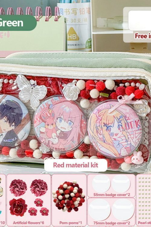 Transparent Ita Bag Pencil Case with Clear Window for Pin Display