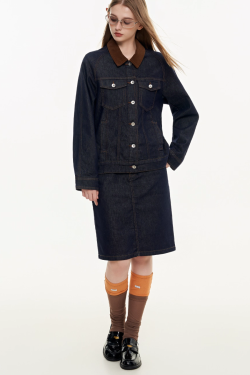 Trapezoid Denim Skirt