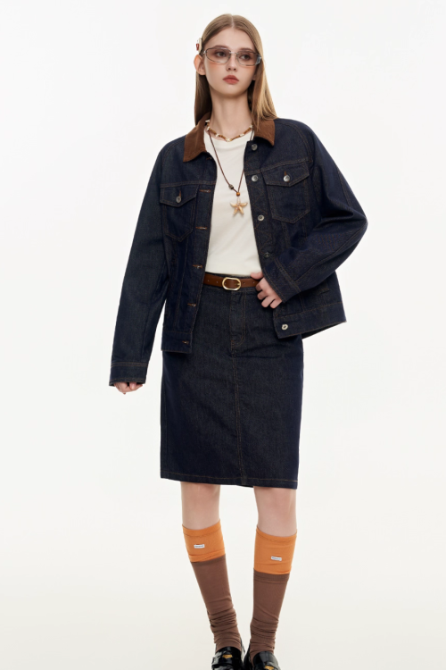 Trapezoid Denim Skirt