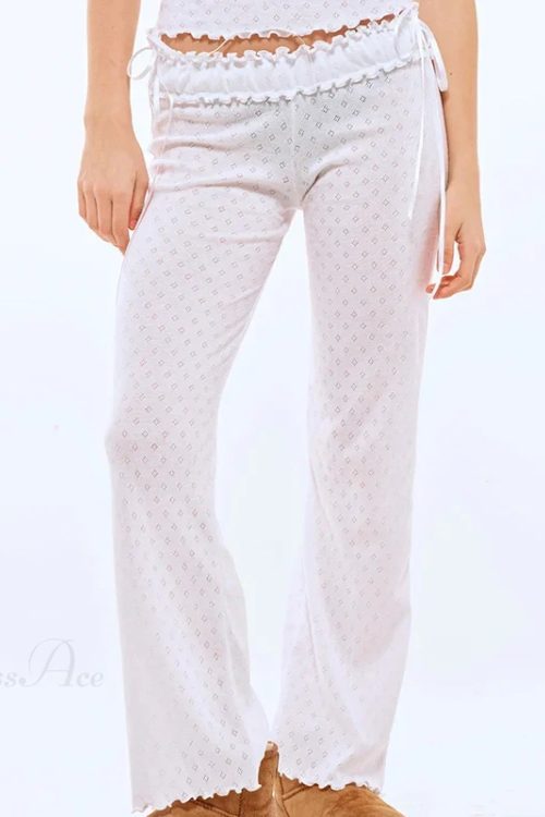 Tree Fungus Eyelet Sleeveless Cami Wide Leg Pants Two Pieces Set