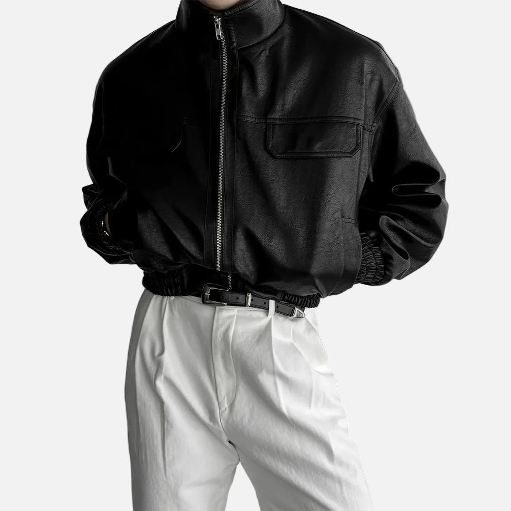 Trendy Motorcycle Pilot PU Leather Jacket