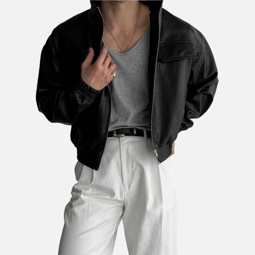 Trendy Motorcycle Pilot PU Leather Jacket