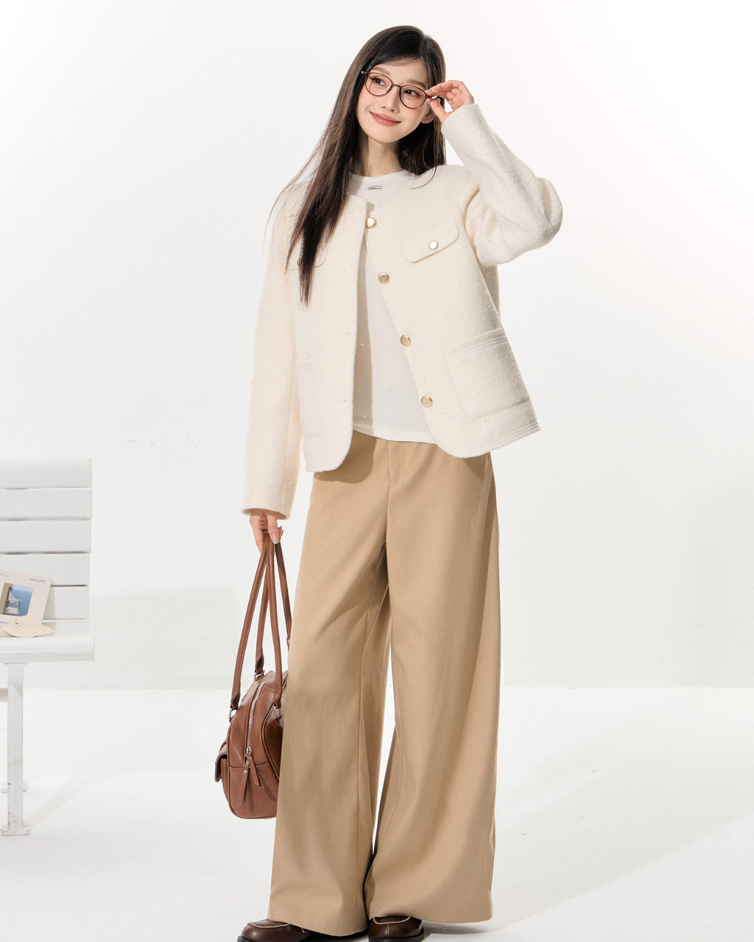 Tweed Jacket / Wide Pants / Long-Sleeve Top Tweed Jacket / Wide Pants / Long-Sleeve Top