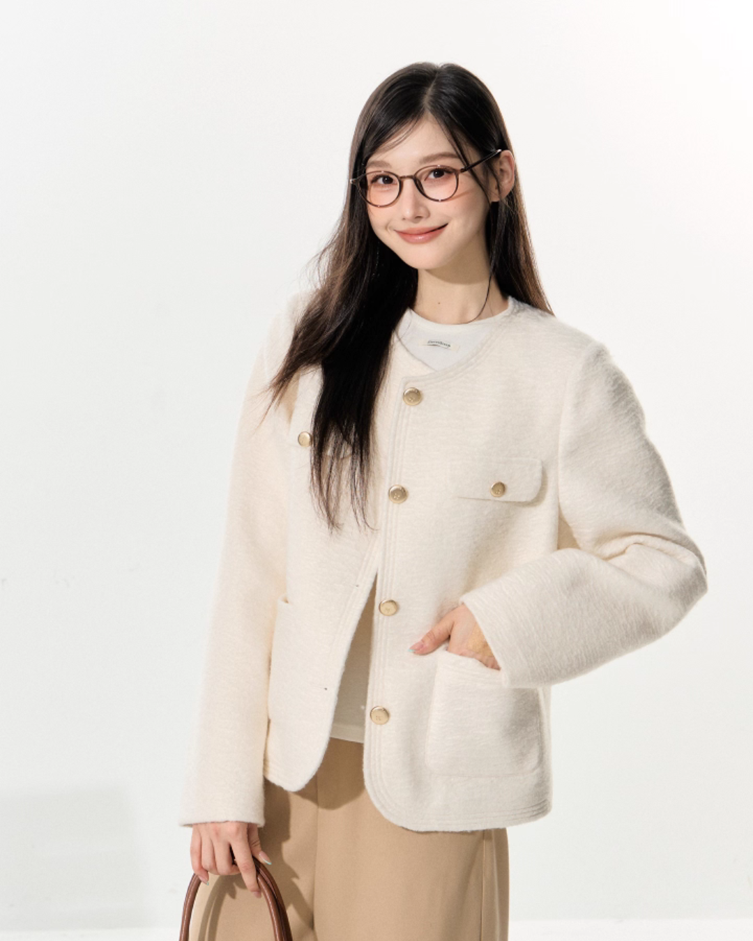 Tweed Jacket / Wide Pants / Long-Sleeve Top Tweed Jacket / Wide Pants / Long-Sleeve Top