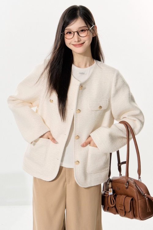 Tweed Jacket / Wide Pants / Long-Sleeve Top