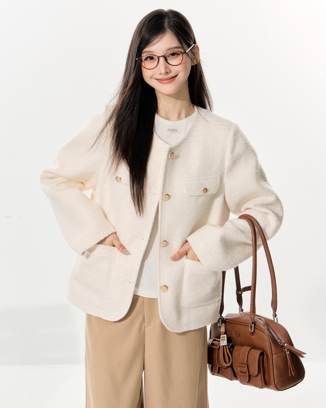 Tweed Jacket / Wide Pants / Long-Sleeve Top Tweed Jacket / Wide Pants / Long-Sleeve Top