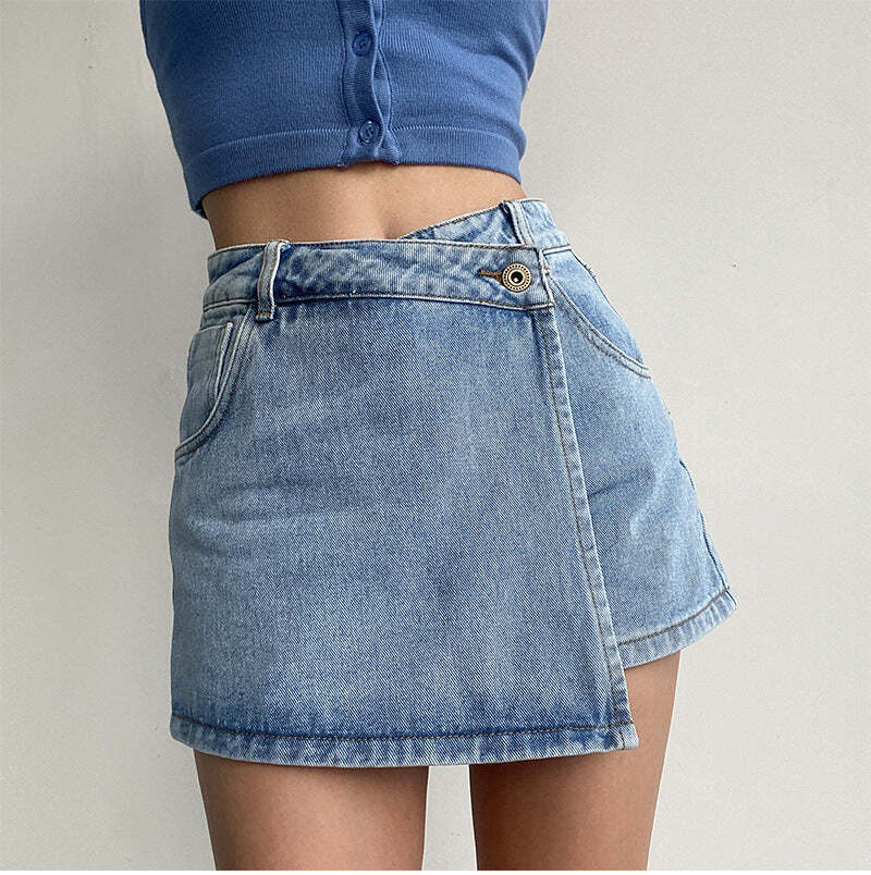 Two In One High Waist A Line Denim Shorts Two In One High Waist A Line Denim Shorts