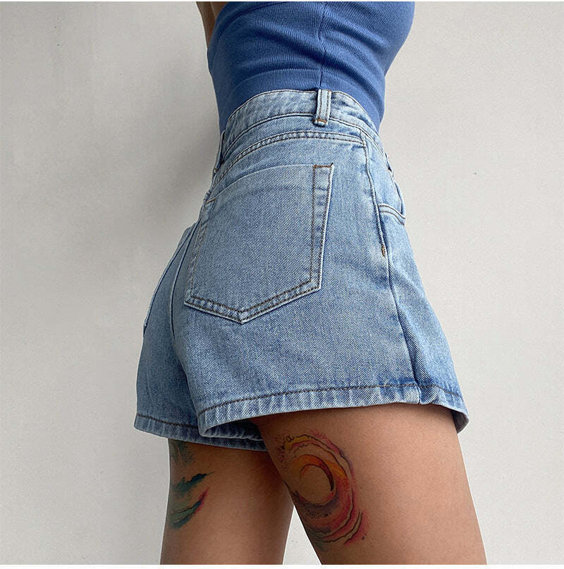 Two In One High Waist A Line Denim Shorts Two In One High Waist A Line Denim Shorts