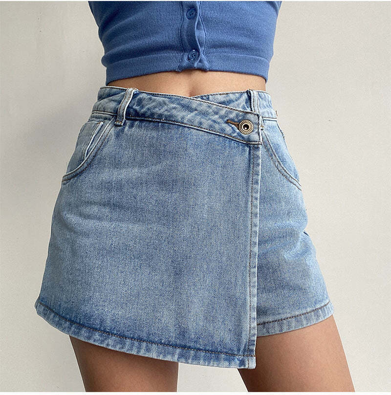 Two In One High Waist A Line Denim Shorts Two In One High Waist A Line Denim Shorts