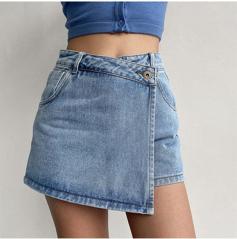 Two In One High Waist A Line Denim Shorts Two In One High Waist A Line Denim Shorts