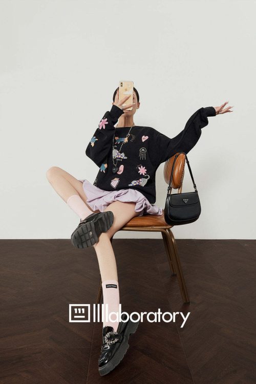 Unique Design Sweatshirt / Balloon Mini Skirt