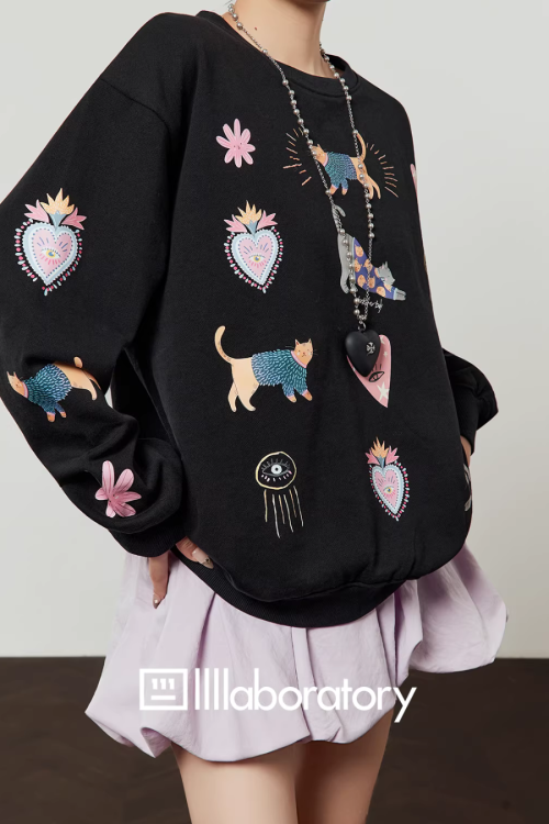 Unique Design Sweatshirt / Balloon Mini Skirt