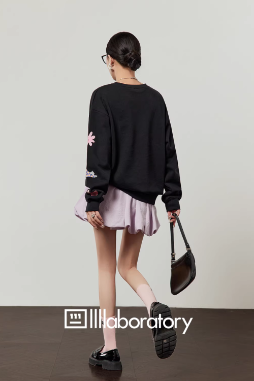 Unique Design Sweatshirt / Balloon Mini Skirt