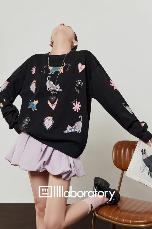 Unique Design Sweatshirt / Balloon Mini Skirt