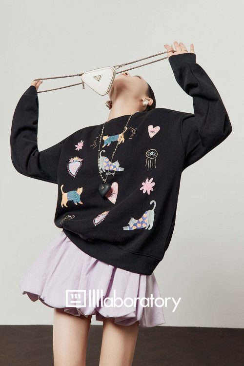 Unique Design Sweatshirt / Balloon Mini Skirt