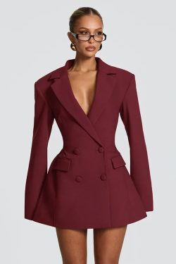 V Neck Blazer Dress