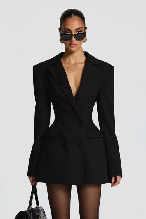 V Neck Blazer Dress