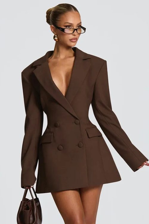 V Neck Blazer Dress
