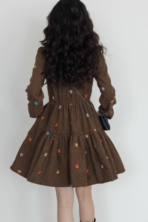 V-Neck Embroidered Shirt Dress