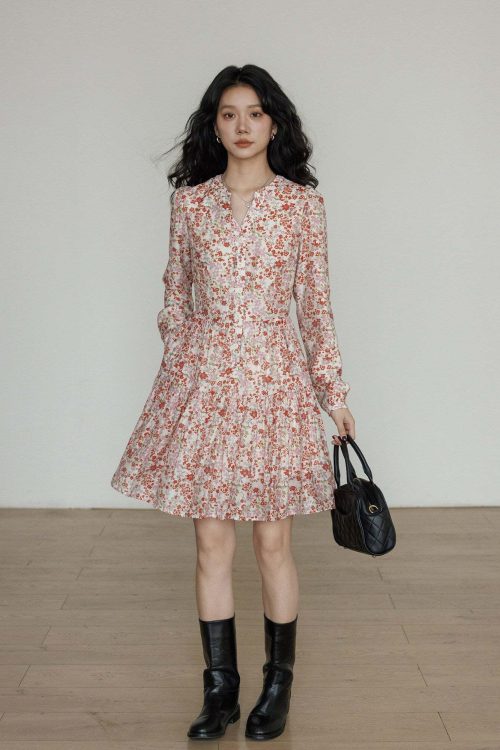 V-Neck Floral Dress
