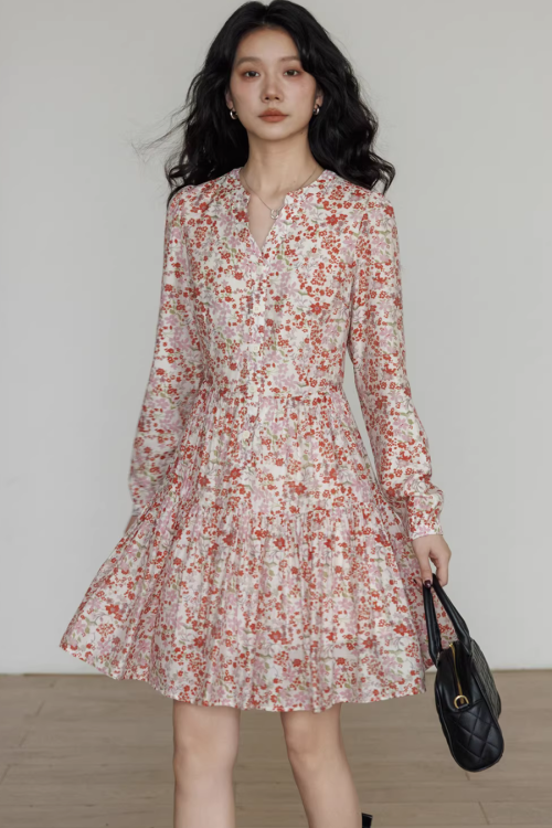 V-Neck Floral Dress