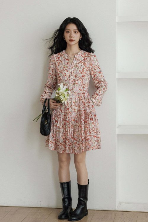 V-Neck Floral Dress
