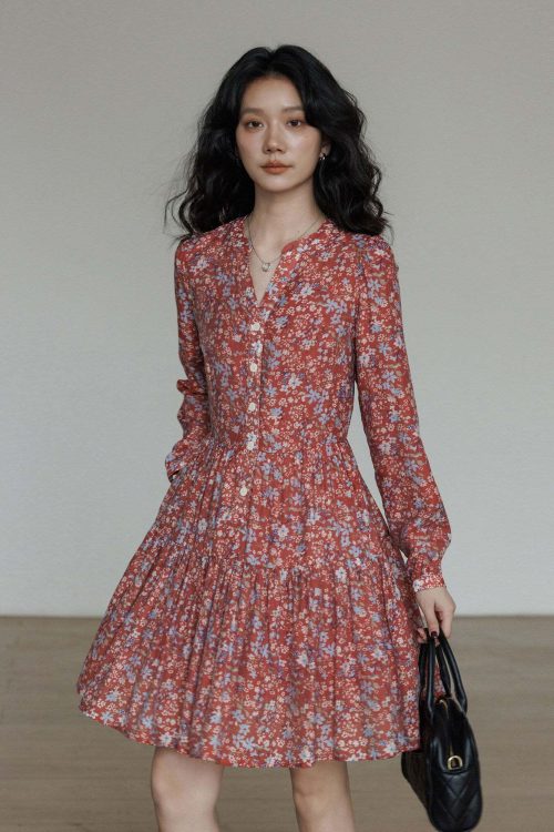 V-Neck Floral Dress