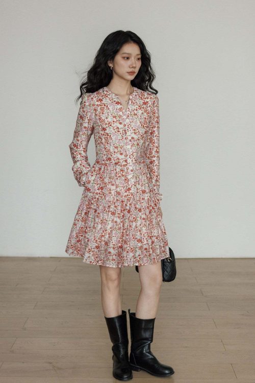 V-Neck Floral Dress