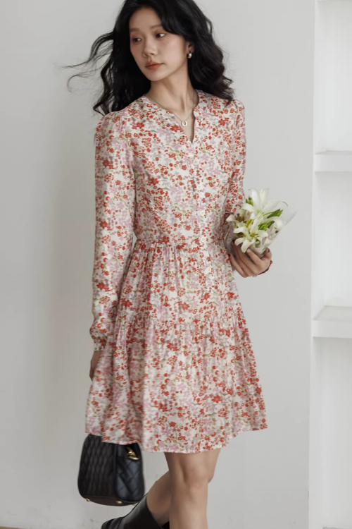 V-Neck Floral Dress
