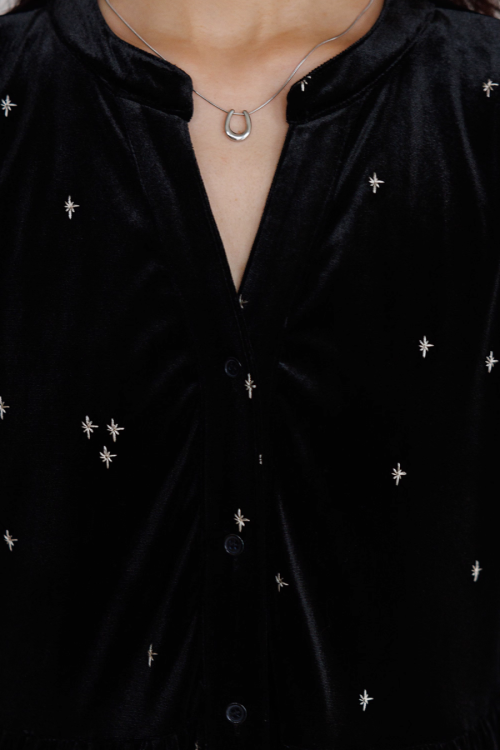 V-Neck Velour Elegant Dress