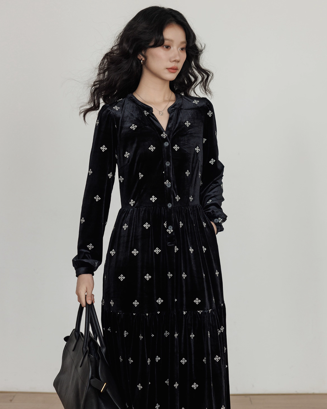 V-Neck Velvet Long Dress V-Neck Velvet Long Dress