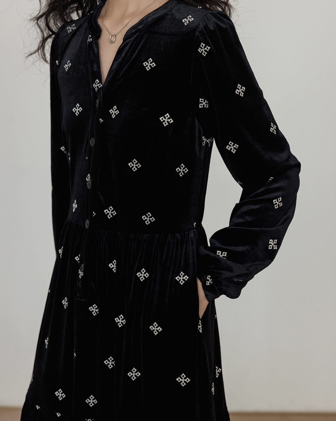 V-Neck Velvet Long Dress V-Neck Velvet Long Dress