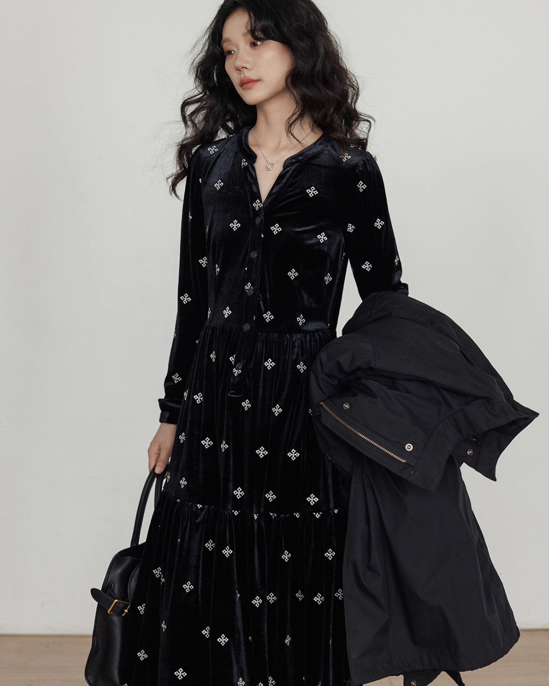 V-Neck Velvet Long Dress V-Neck Velvet Long Dress