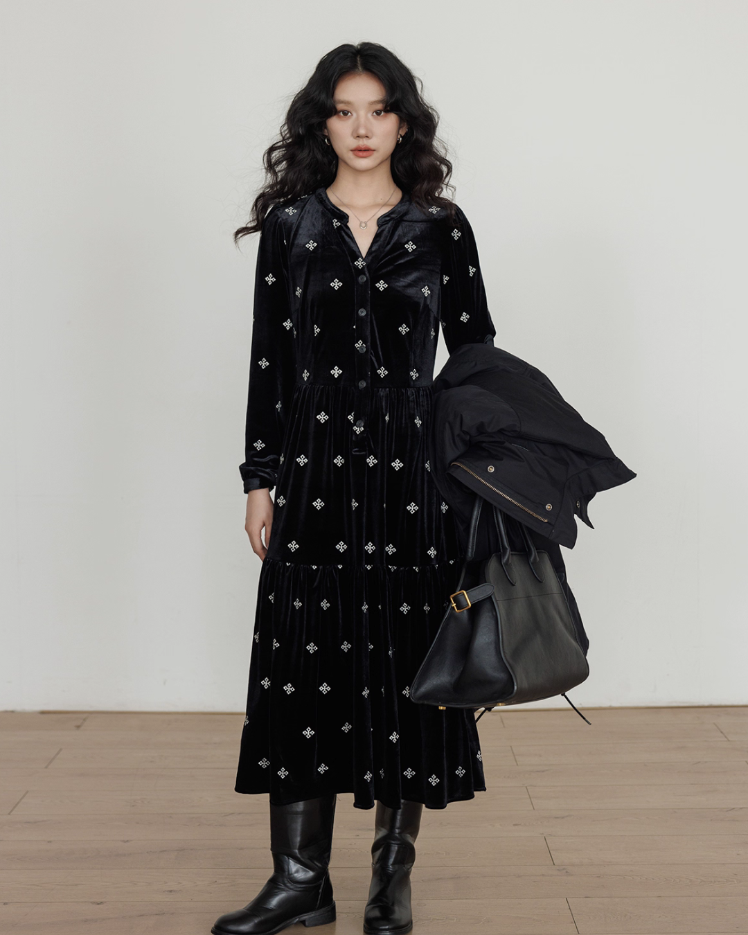 V-Neck Velvet Long Dress V-Neck Velvet Long Dress