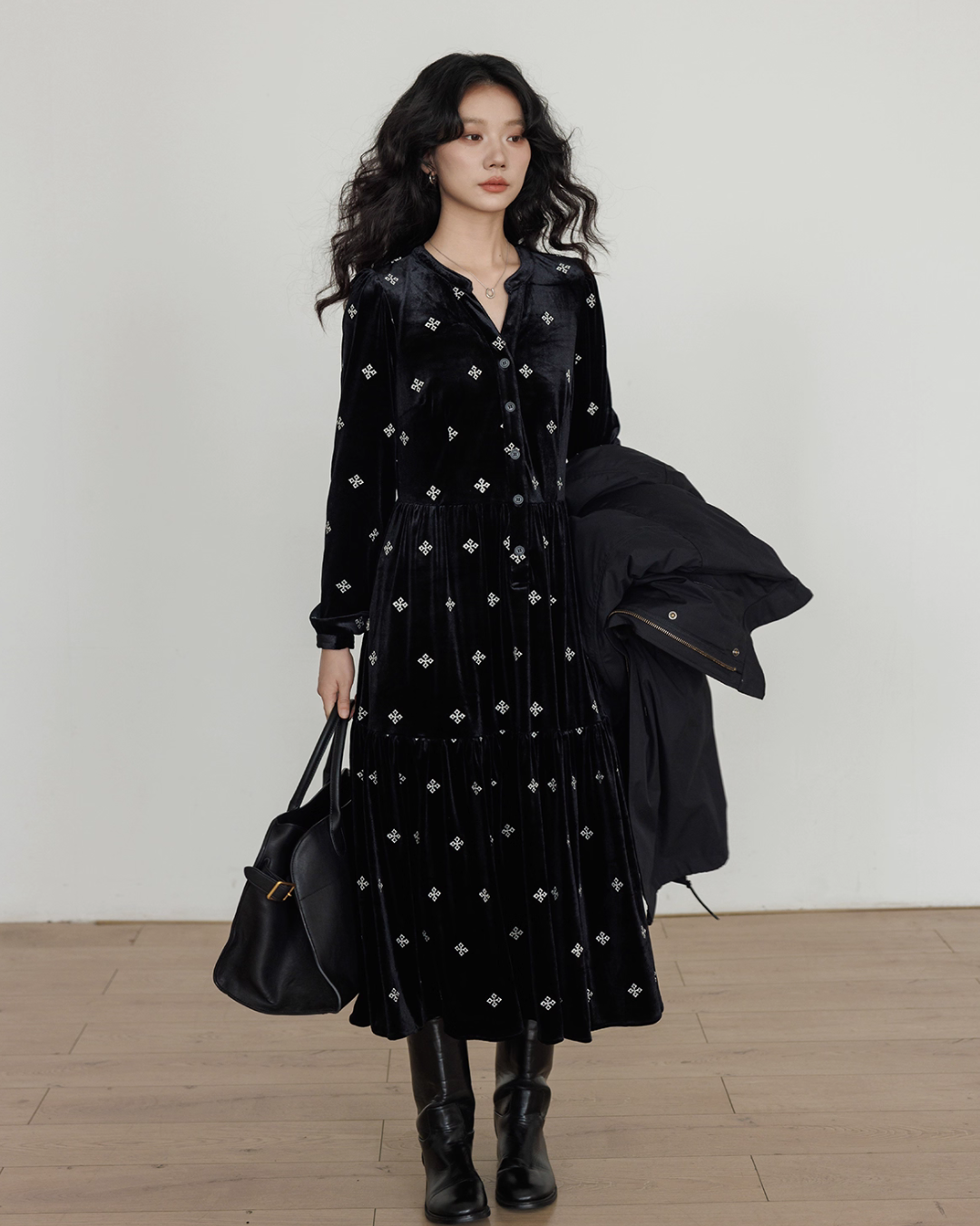 V-Neck Velvet Long Dress V-Neck Velvet Long Dress