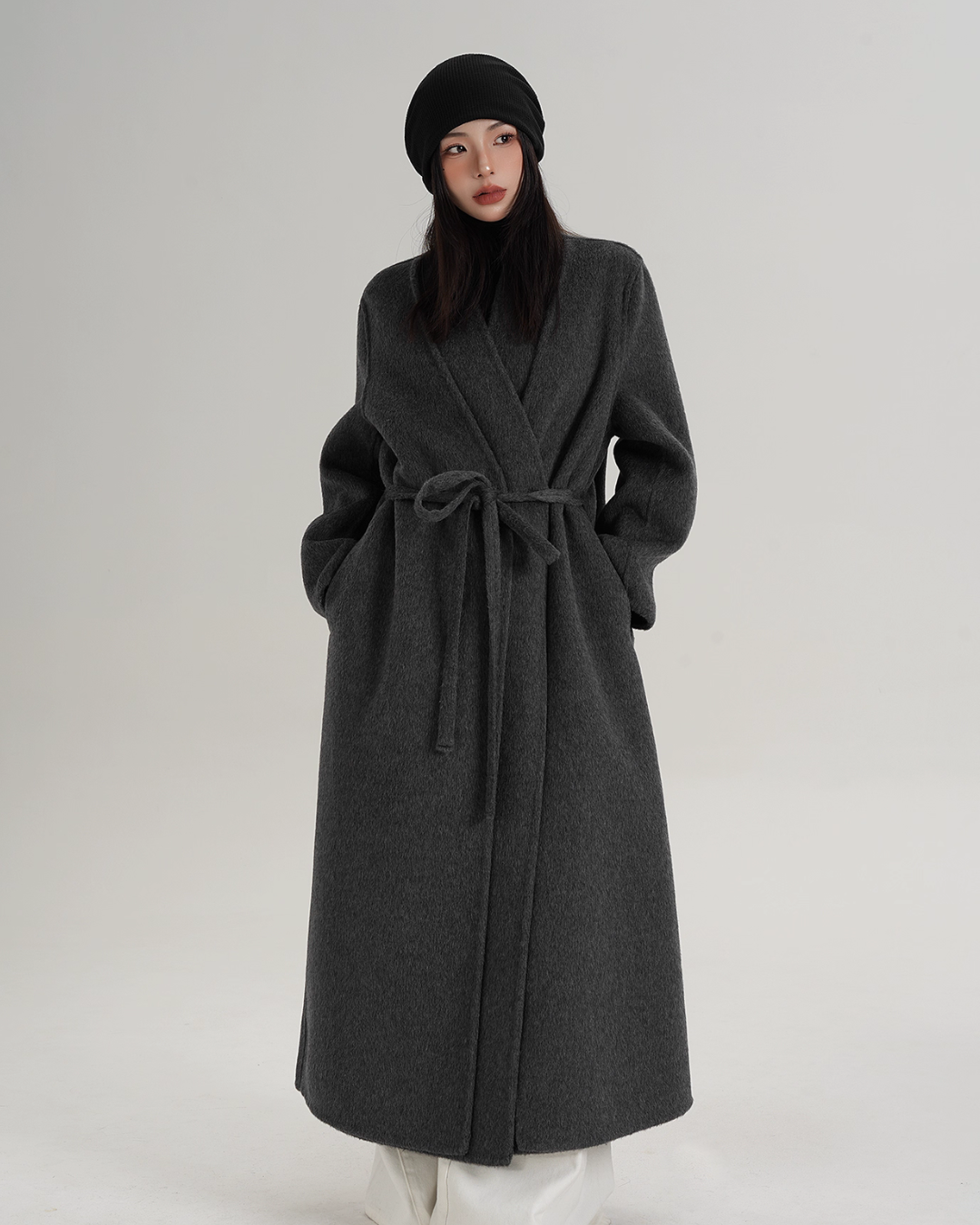 V-Neck Wool Long Coat V-Neck Wool Long Coat