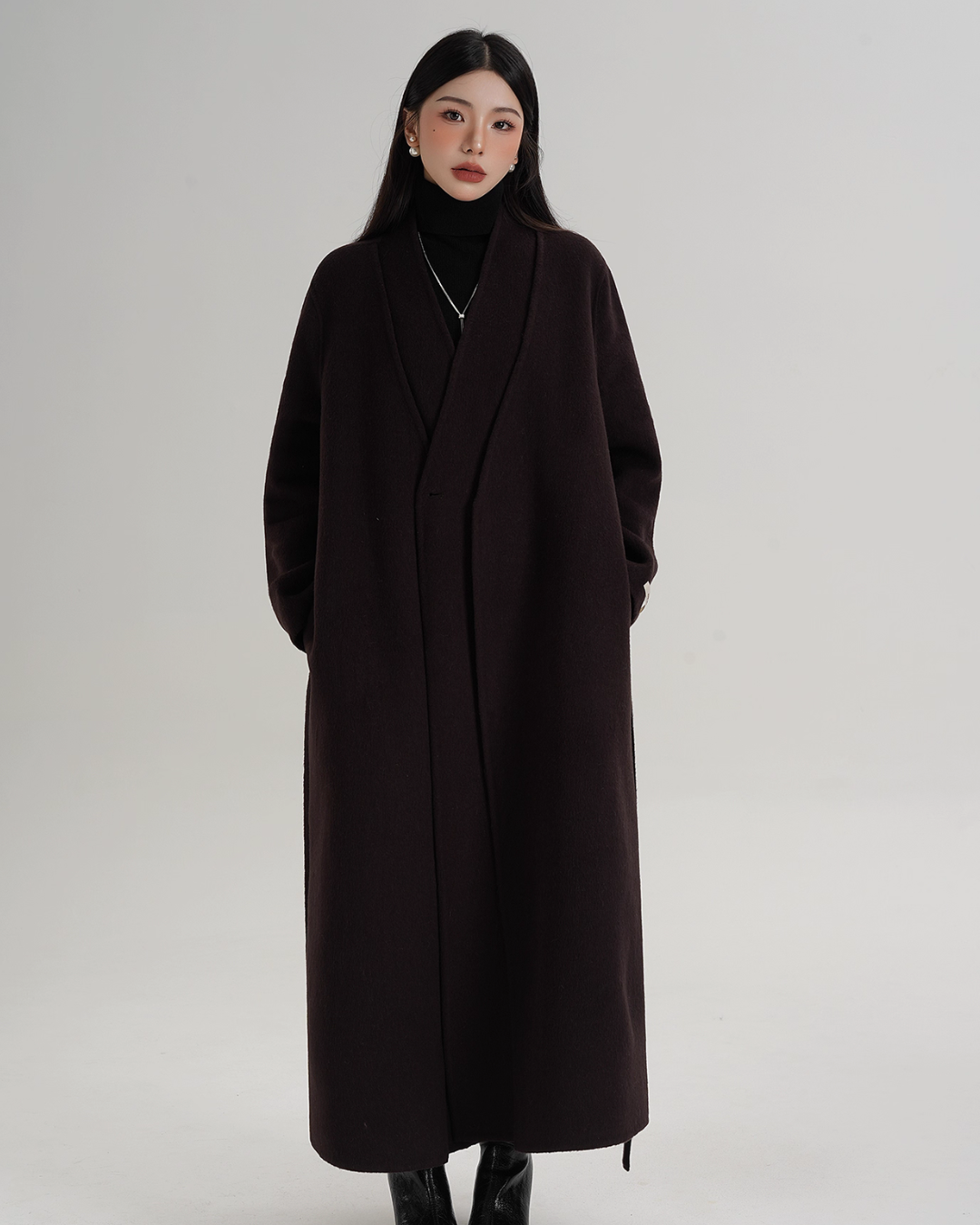 V-Neck Wool Long Coat V-Neck Wool Long Coat