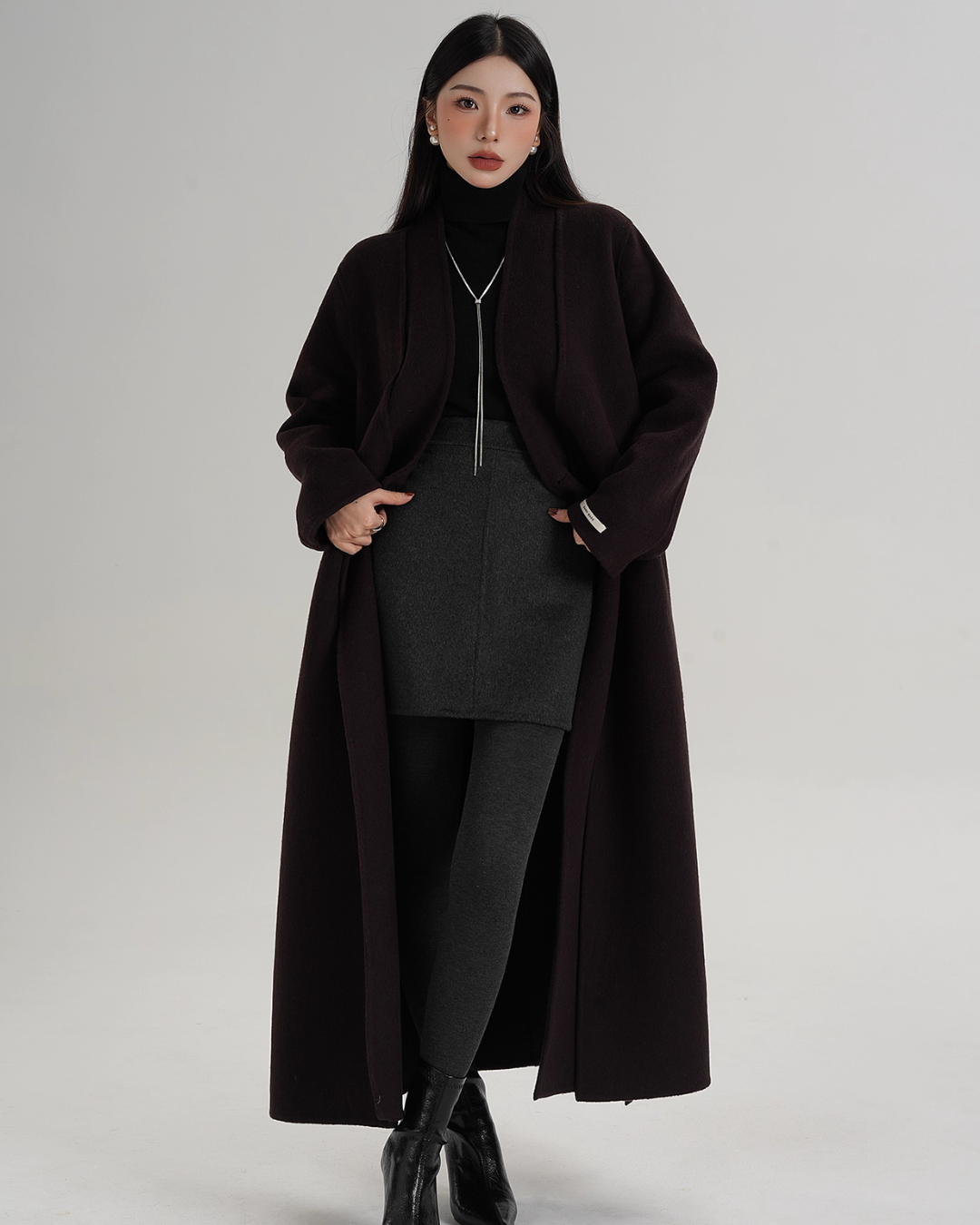 V-Neck Wool Long Coat V-Neck Wool Long Coat