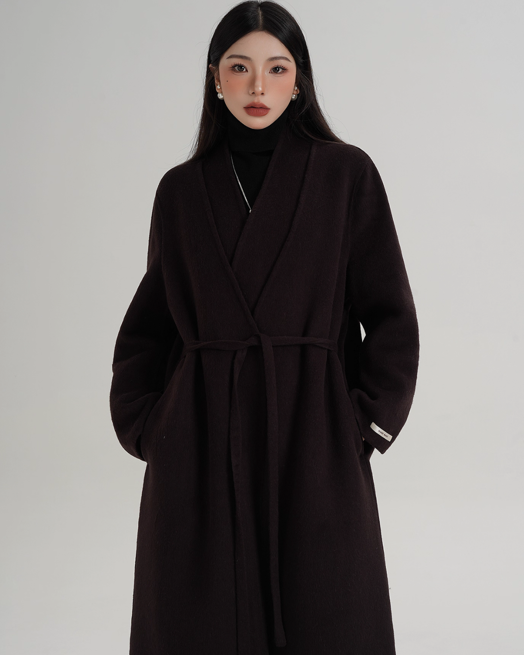 V-Neck Wool Long Coat V-Neck Wool Long Coat