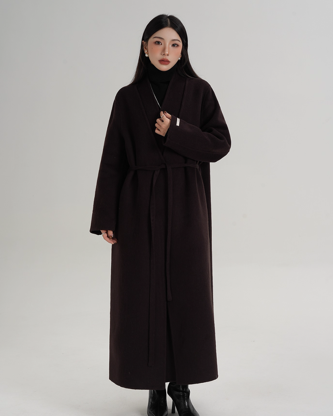 V-Neck Wool Long Coat V-Neck Wool Long Coat
