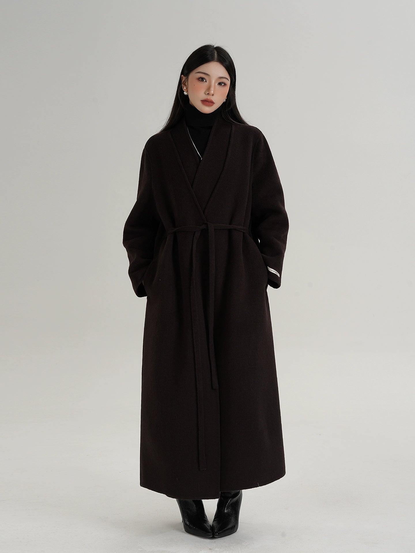 V-Neck Wool Long Coat V-Neck Wool Long Coat