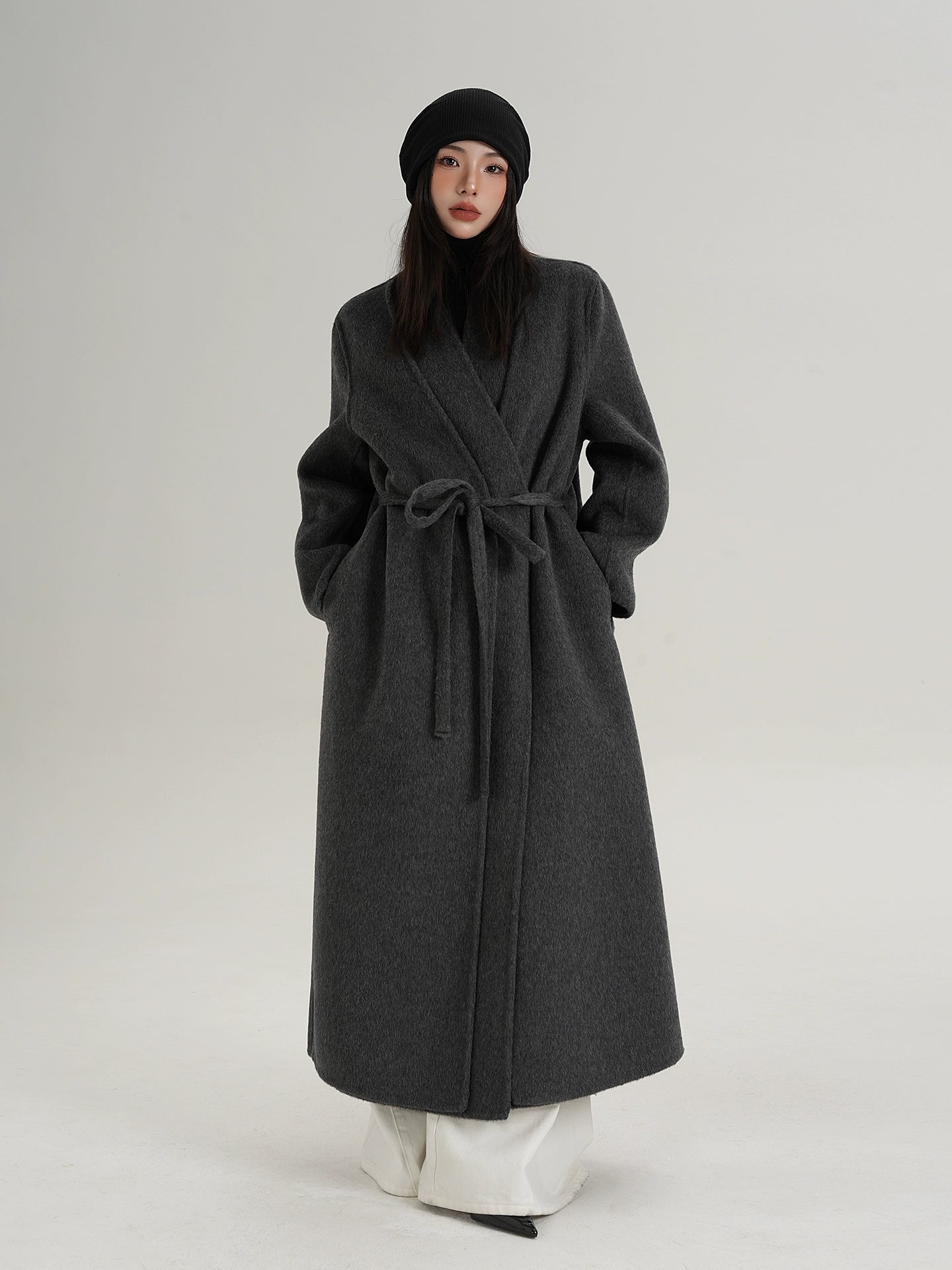 V-Neck Wool Long Coat V-Neck Wool Long Coat