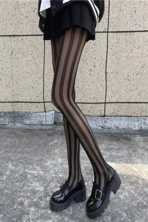 Vertical Stripe Sheer Tights
