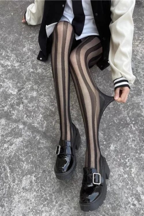 Vertical Stripe Sheer Tights