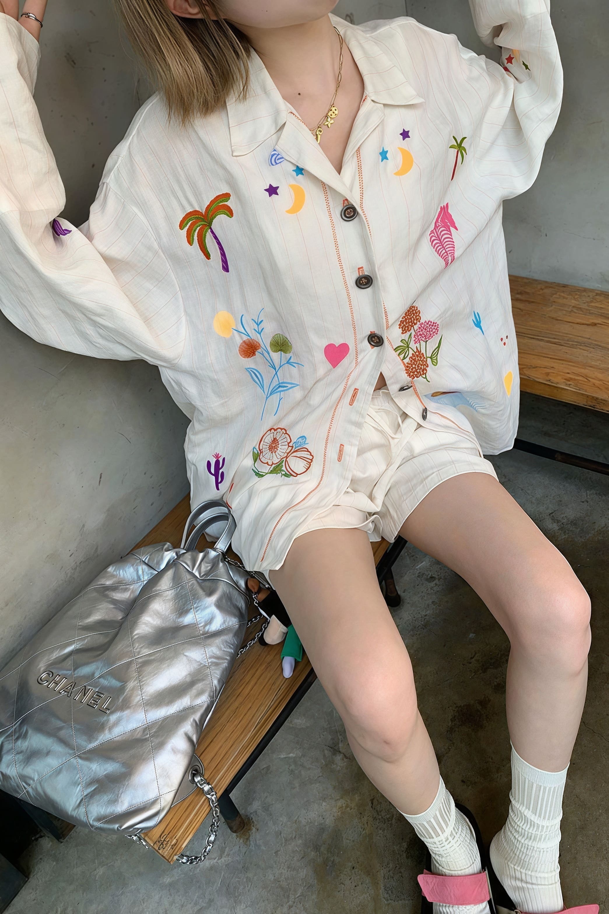 Vibrant Heavy Embroidery Linen Blouse Vibrant Heavy Embroidery Linen Blouse