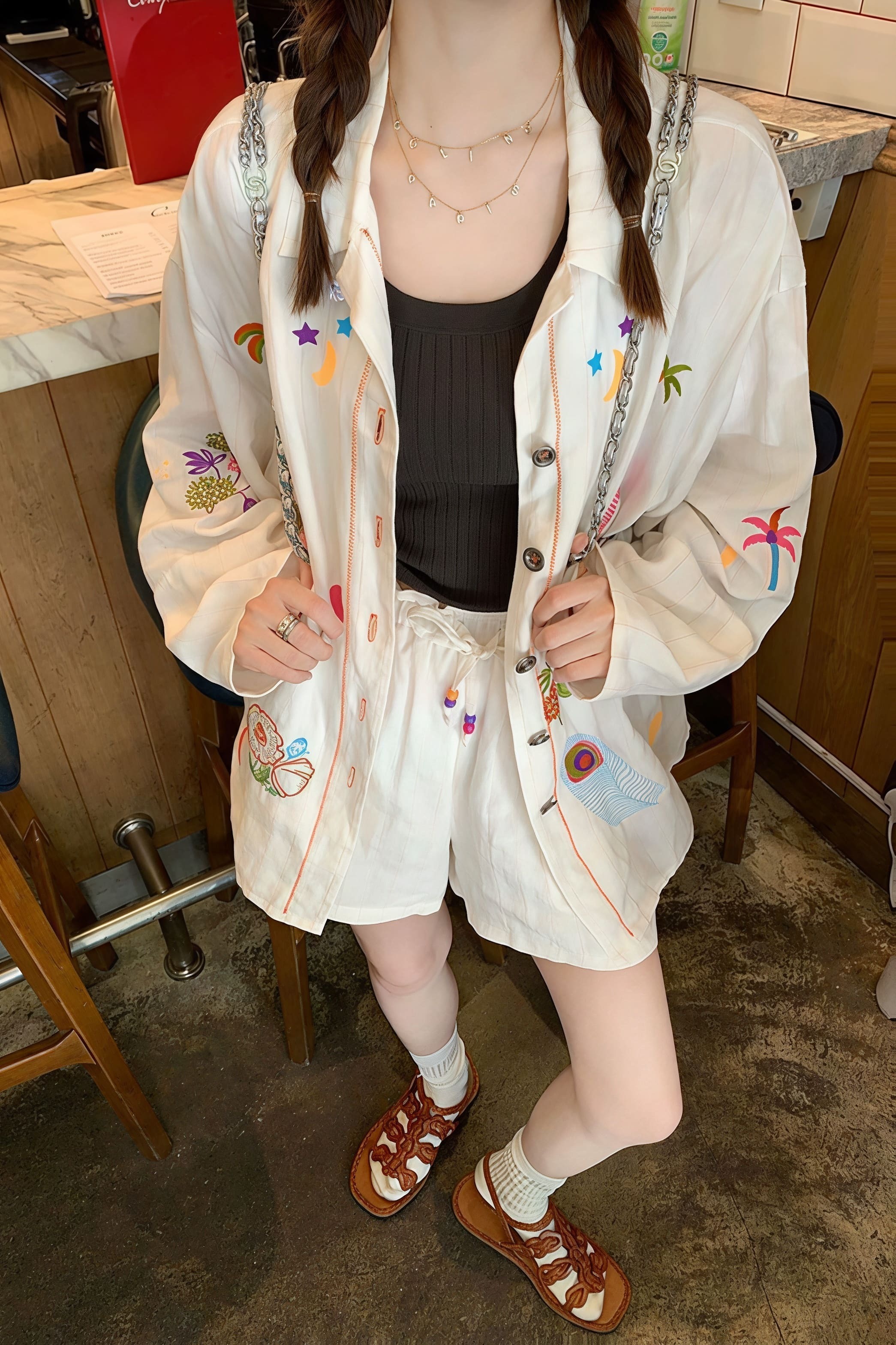 Vibrant Heavy Embroidery Linen Blouse Vibrant Heavy Embroidery Linen Blouse