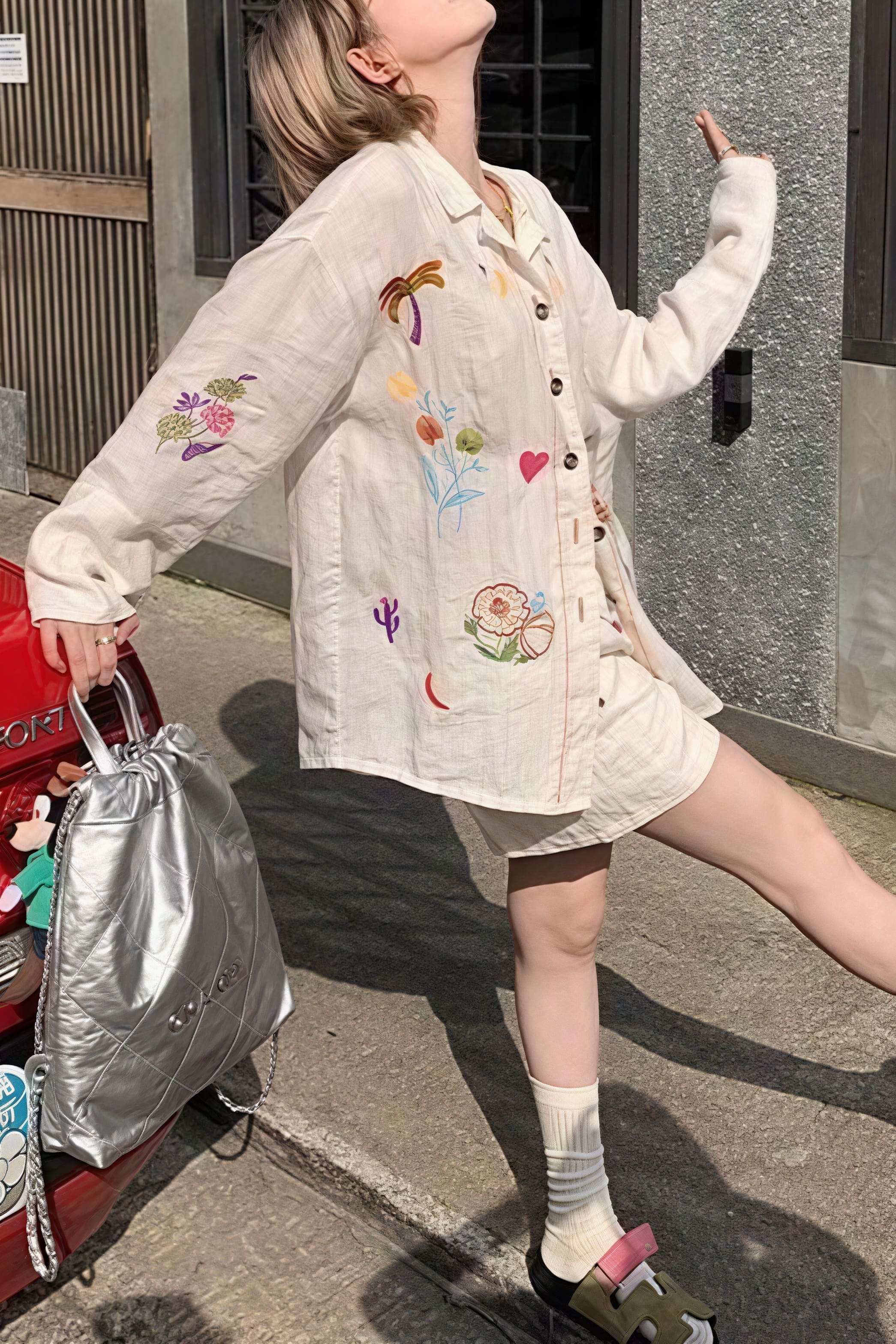 Vibrant Heavy Embroidery Linen Blouse Vibrant Heavy Embroidery Linen Blouse