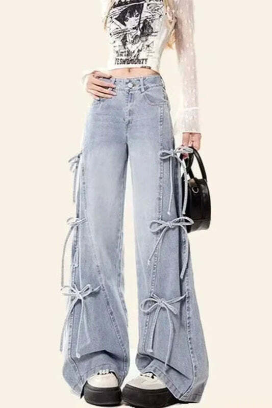 Vintage Bow Bandage Wide Leg Jeans Vintage Bow Bandage Wide Leg Jeans