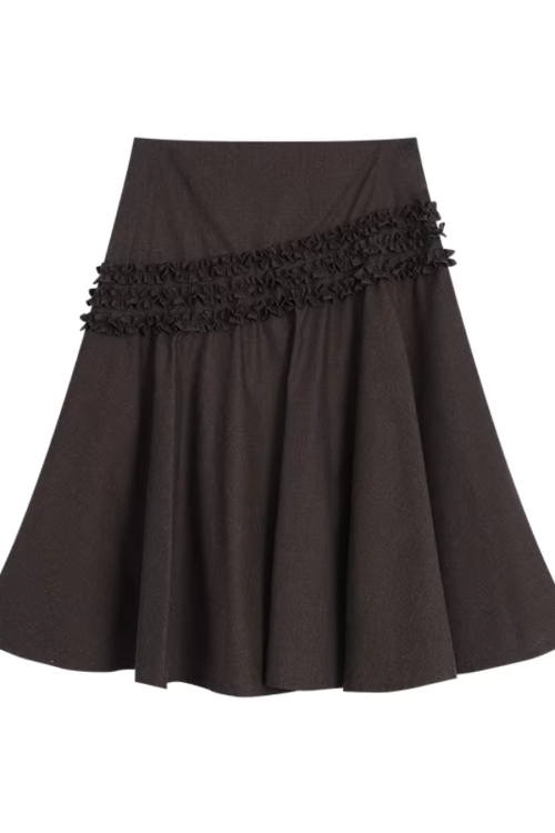 Vintage Brushed Two-Way Shirt / Pleated Lace Skirt