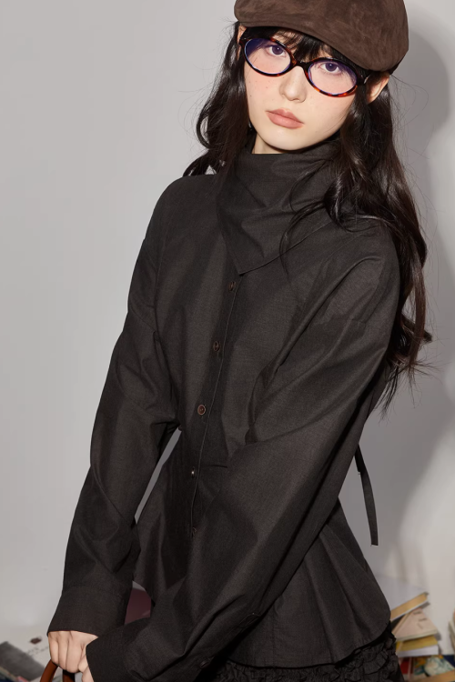 Vintage Brushed Two-Way Shirt / Pleated Lace Skirt